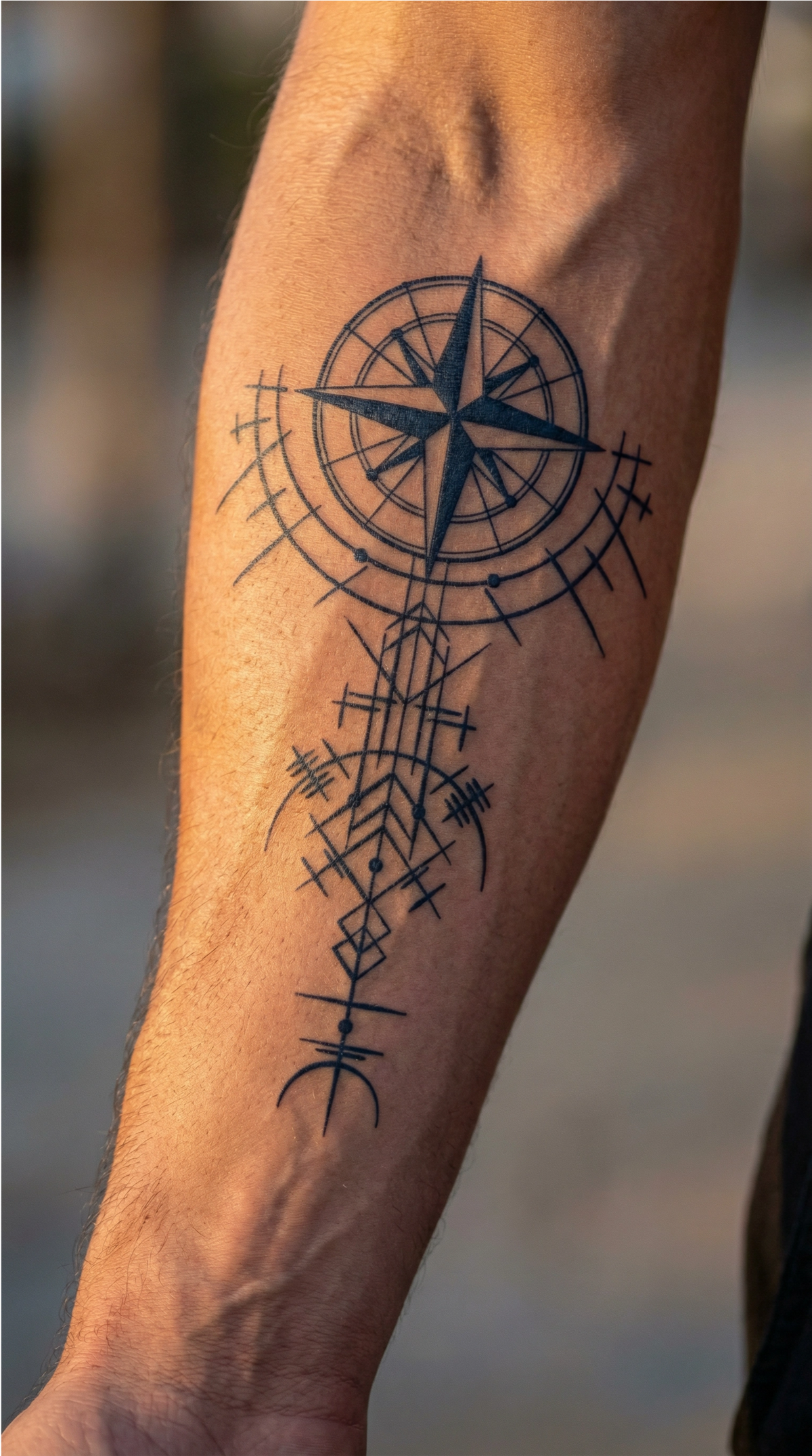 Tatuaj temporar cu o busolă, model Busola